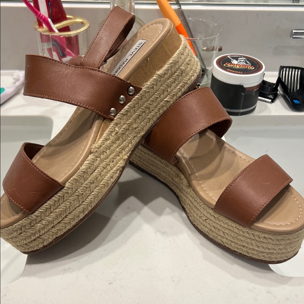 Steve Madden Tan Espadrille Platform Sandals